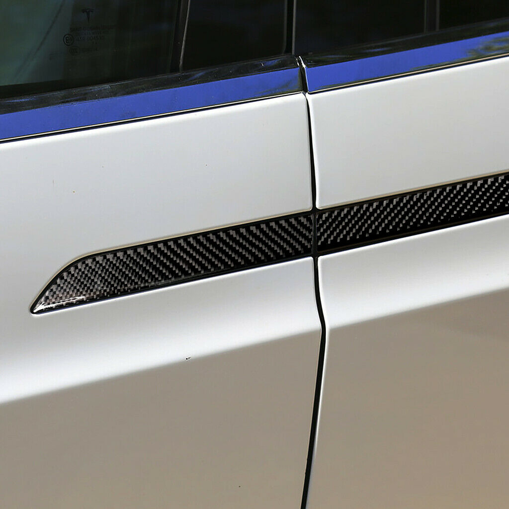 4x Carbon Fiber Car Outer Door Handle Trim Cover Fit For Tesla