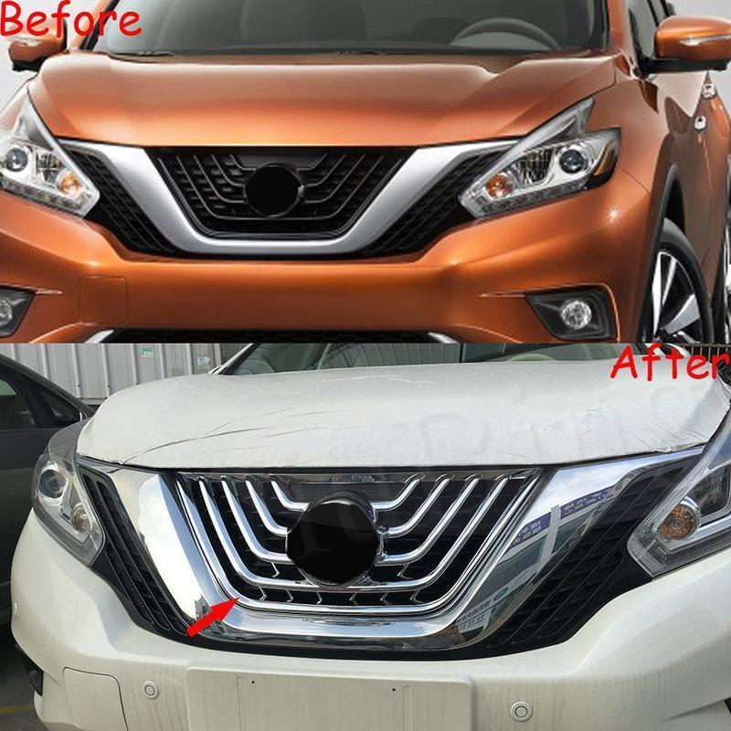 fit Nissan Murano 2015-2018 Chrome Car Front Grill Grille Frame Cover Trim