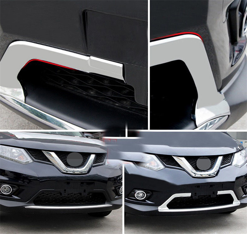 Front Lower Grille Molding Cover Trim Chrome For Nissan Rogue X-trail 2014-2016